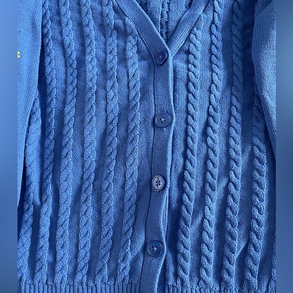 Talbots Flowers Blue Embroidered Cardigan - Picture 5 of 7